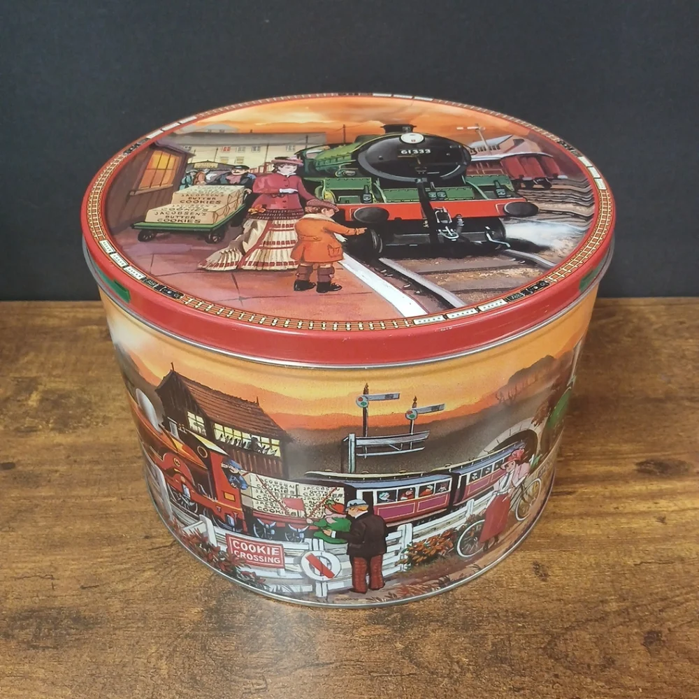 Jacobsen's Trains Imported Danish Butter Cookie Collectible Tin, Empty 9 x 6.25